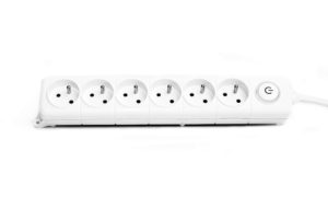 Bloc multiprise avec bouton poussoir, 6 modules